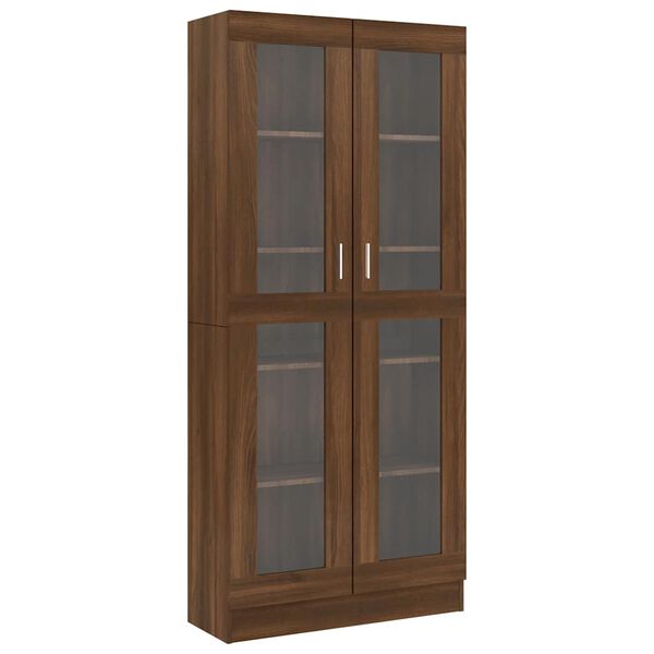 vidaXL Armoire &agrave; vitrine Ch&ecirc;ne brun 82,5x30,5x185cm Bois ing&eacute;nierie