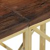 vidaXL Table console dor&eacute; acier inoxydable et bois de m&eacute;l&egrave;ze massif