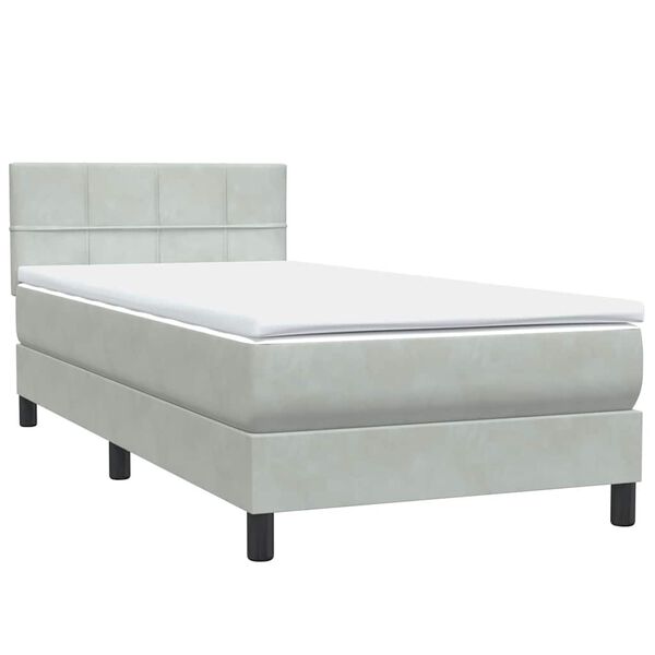 vidaXL Sommier &agrave; lattes de lit et matelas gris clair 90x210 cm velours