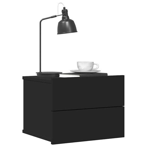 vidaXL Tables de chevet 2 pcs Noir 40x30x30 cm Bois d'ing&eacute;nierie