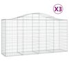 vidaXL Paniers &agrave; gabions arqu&eacute;s 3 pcs 200x50x100/120 cm fer galvanis&eacute;