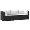 vidaXL Salon de jardin 3 pcs avec coussins Noir R&eacute;sine tress&eacute;e