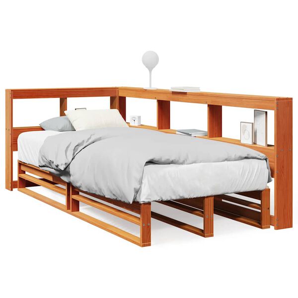 vidaXL Lit biblioth&egrave;que sans matelas cire marron 75x190 cm pin massif