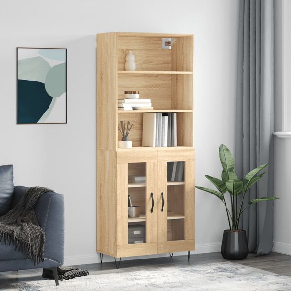 vidaXL Buffet haut Ch&ecirc;ne sonoma 69,5x34x180 cm Bois d'ing&eacute;nierie