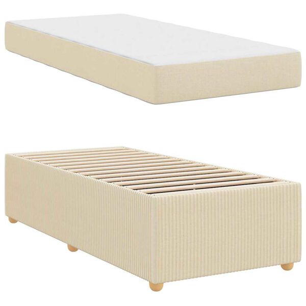 vidaXL Cadre de lit avec matelas Cr&egrave;me 100 x 200 cm tissu