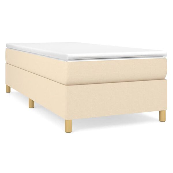 vidaXL Sommier &agrave; lattes de lit avec matelas Cr&egrave;me 100x200 cm Tissu