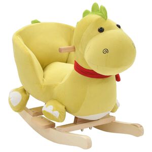 vidaXL Dragon &agrave; bascule avec dossier Peluche 60x32x53 cm Vert citron