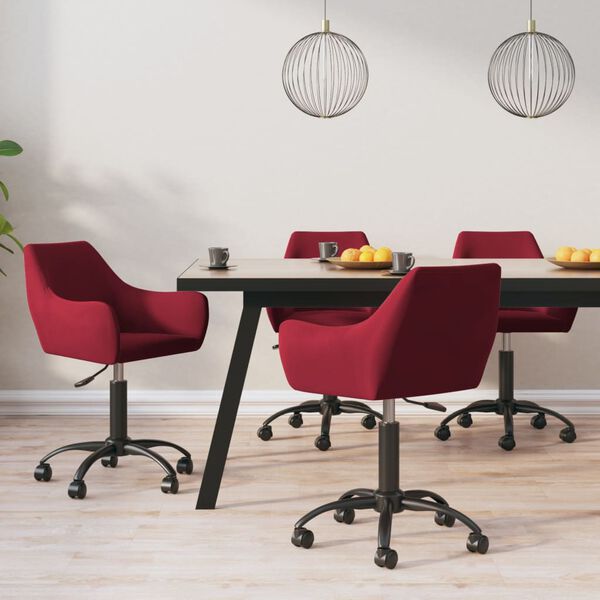 vidaXL Chaises &agrave; manger pivotantes lot de 4 Rouge bordeaux Velours
