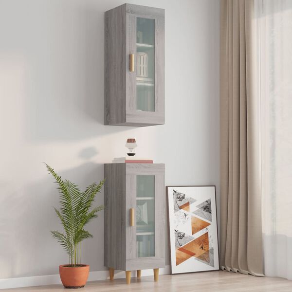 vidaXL Armoire murale suspendue Sonoma gris 34,5x34x90 cm