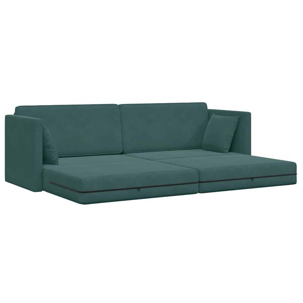 vidaXL Canap&eacute;-lit au sol Vert fonc&eacute; 213 x 70 x 77 cm Velours