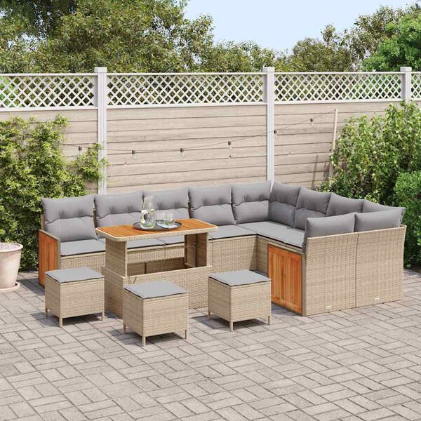 vidaXL Ensemble de canap&eacute; de jardin 13 pcs Beige et gris clair