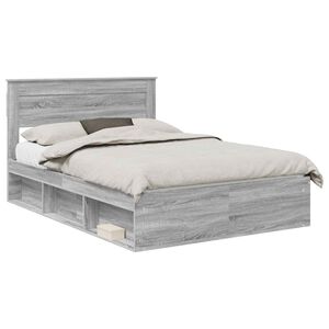 vidaXL Cadre de lit Sonoma gris 150 x 200 cm Bois d'ing&eacute;nierie