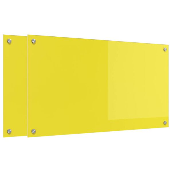 vidaXL Protection de cuisine 2 pcs Jaune 90 x 50 cm verre tremp&eacute;