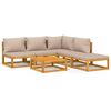 vidaXL Salon de jardin 6 pcs avec coussins taupe bois massif