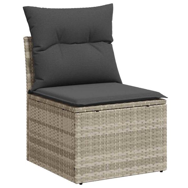 vidaXL Ensemble de Canap&eacute;s avec coussin 10 pcs Gris clair Poly Rattan