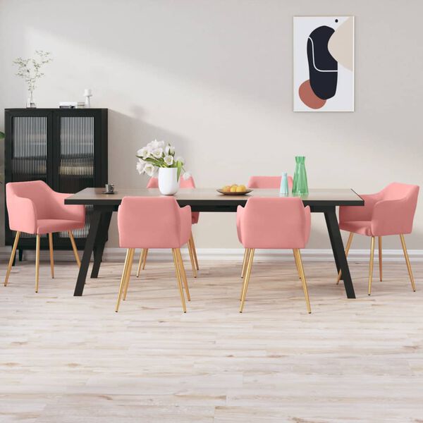 vidaXL Chaises &agrave; manger lot de 6 rose velours