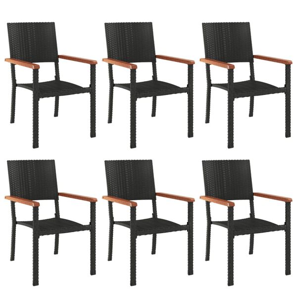 vidaXL Ensemble &agrave; manger de jardin 7 pcs Noir R&eacute;sine tress&eacute;e