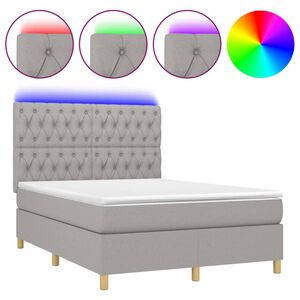 vidaXL Sommier &agrave; lattes de lit et matelas et LED Gris clair 140x200 cm