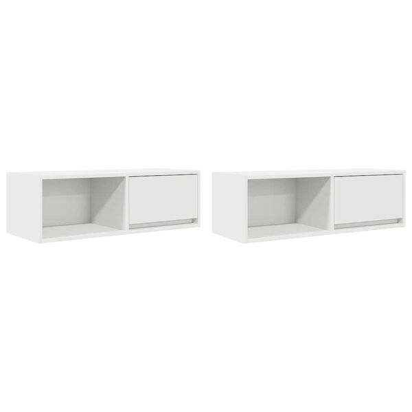 vidaXL Meubles TV 2 pcs blanc 80x31x25,5 cm bois d'ing&eacute;nierie