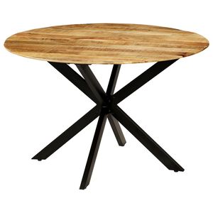 vidaXL Table &agrave; manger Bois de manguier brut massif et acier 120x77 cm