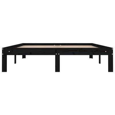 vidaXL Cadre de lit Noir Bois massif 135x190 cm Double