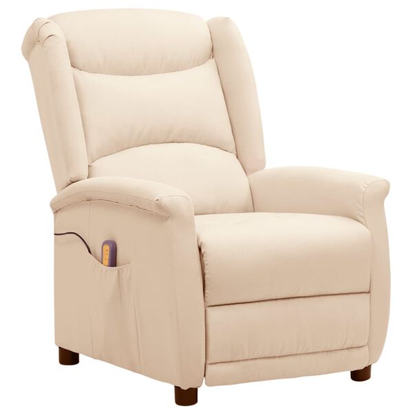 vidaXL Fauteuil de massage Crème Tissu