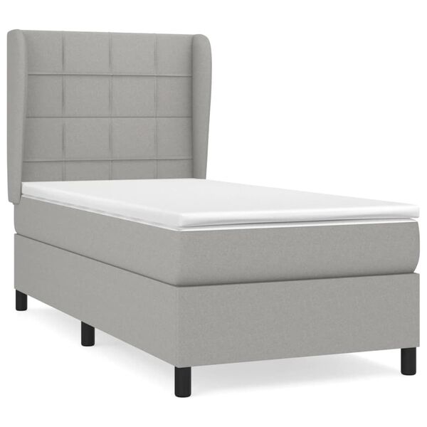 vidaXL Sommier &agrave; lattes de lit avec matelas Gris clair 80x200 cm Tissu