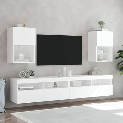 vidaXL Meuble TV avec lumières LED blanc 40,5x30x60 cm