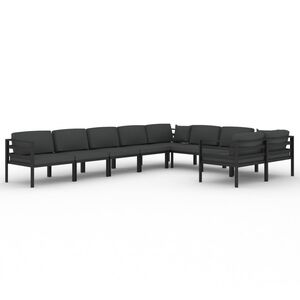 vidaXL Salon de jardin 9 pcs avec coussins Aluminium Anthracite