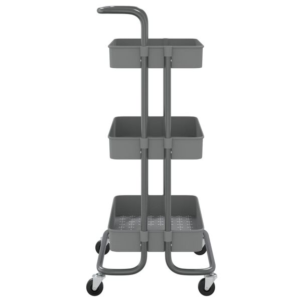 vidaXL Chariot de cuisine 3 niveaux Gris 42x35x85 cm Fer et ABS