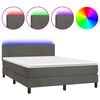 vidaXL Sommier &agrave; lattes de lit avec matelas LED Gris fonc&eacute; 140x190 cm