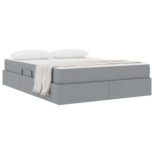 vidaXL Lit avec rangement et matelas Gris clair 140 x 190 cm Polyester