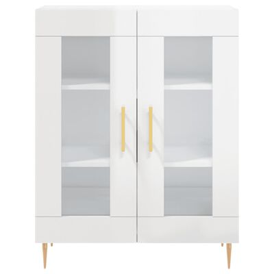 vidaXL Buffet haut Blanc brillant 69,5x34x180 cm Bois d'ingénierie