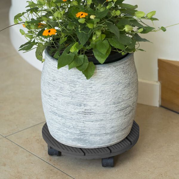 Nature Chariot &agrave; plantes rond &Oslash;30 cm anthracite bois