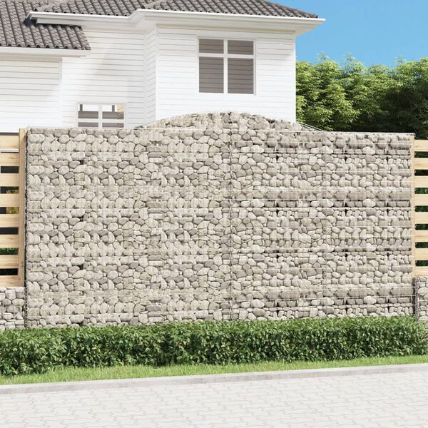 vidaXL Panier de gabions arqu&eacute; 400x50x220/240 cm Fer galvanis&eacute;