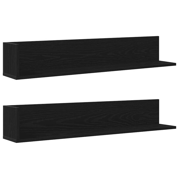 vidaXL &Eacute;tag&egrave;res murales 2 pcs noir 100x16,5x16,5 cm bois d'ing&eacute;nierie