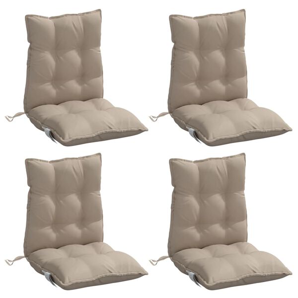 vidaXL Coussins de chaise &agrave; dossier bas lot de 4 taupe tissu oxford