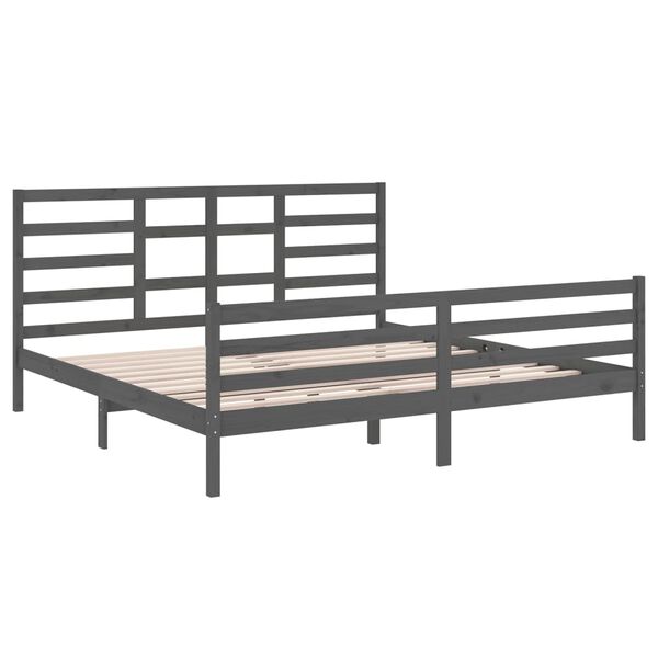 vidaXL Cadre de lit sans matelas bois massif gris 200x200 cm