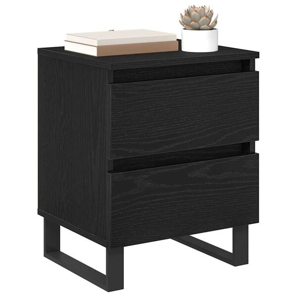 vidaXL Cabinet de chevet Ch&ecirc;ne noir 40 x 35 x 50 cm Bois d'ing&eacute;nierie
