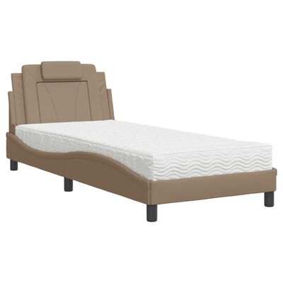 vidaXL Lit avec matelas cappuccino 90x200 cm similicuir