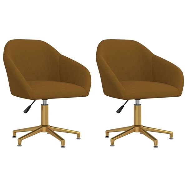 vidaXL Chaises pivotantes &agrave; manger lot de 2 marron velours