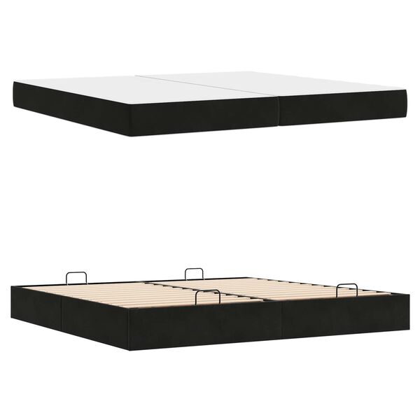 vidaXL Cadre de lit avec matelas avec matelas 2 pcs Noir Velours