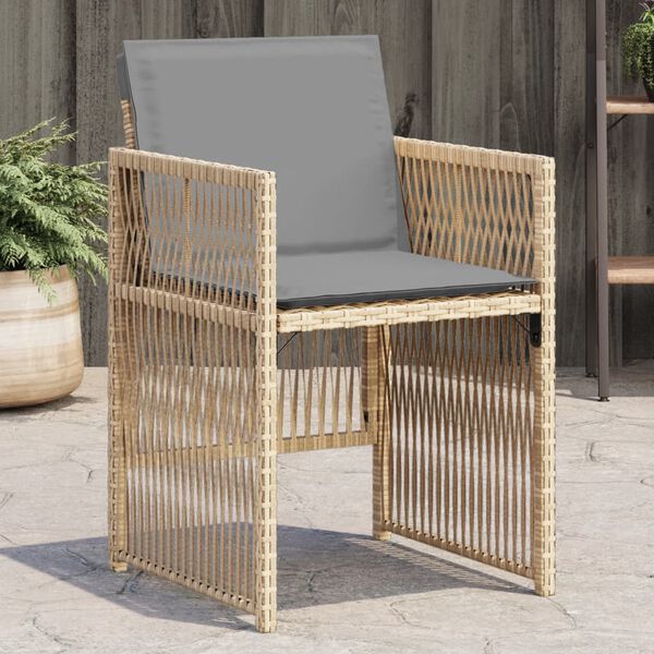 vidaXL Chaises de jardin avec coussins lot de 4 m&eacute;lange beige