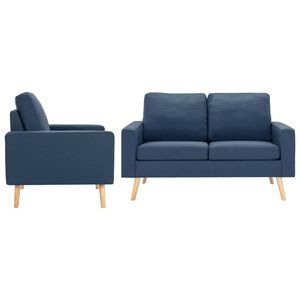 vidaXL Ensemble de canap&eacute; 2 pcs Tissu Bleu
