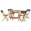 vidaXL Ensemble &agrave; manger de jardin 5 pcs r&eacute;sine tress&eacute;e et bois massif