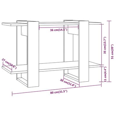 vidaXL Bibliothèque/Séparateur de pièce Gris béton 80x30x51 cm