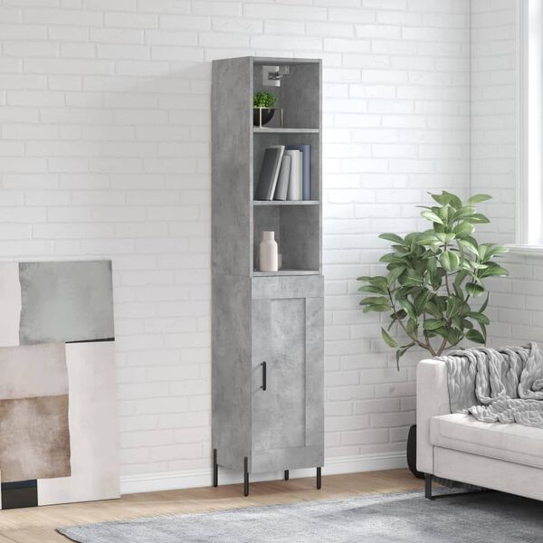 vidaXL Buffet haut Gris b&eacute;ton 34,5x34x180 cm Bois d'ing&eacute;nierie