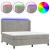 vidaXL Sommier &agrave; lattes de lit matelas et LED Gris clair 180x200 cm