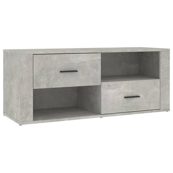 vidaXL Meuble TV Gris béton 100x35x40 cm Bois d'ingénierie