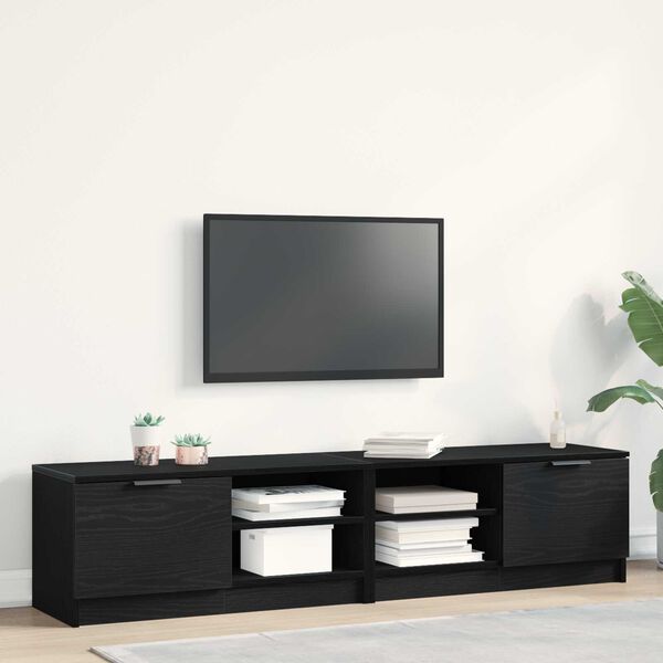 vidaXL Meuble TV 2 pcs Ch&ecirc;ne noir 80 x 35 x 36,5 cm Bois d'ing&eacute;nierie